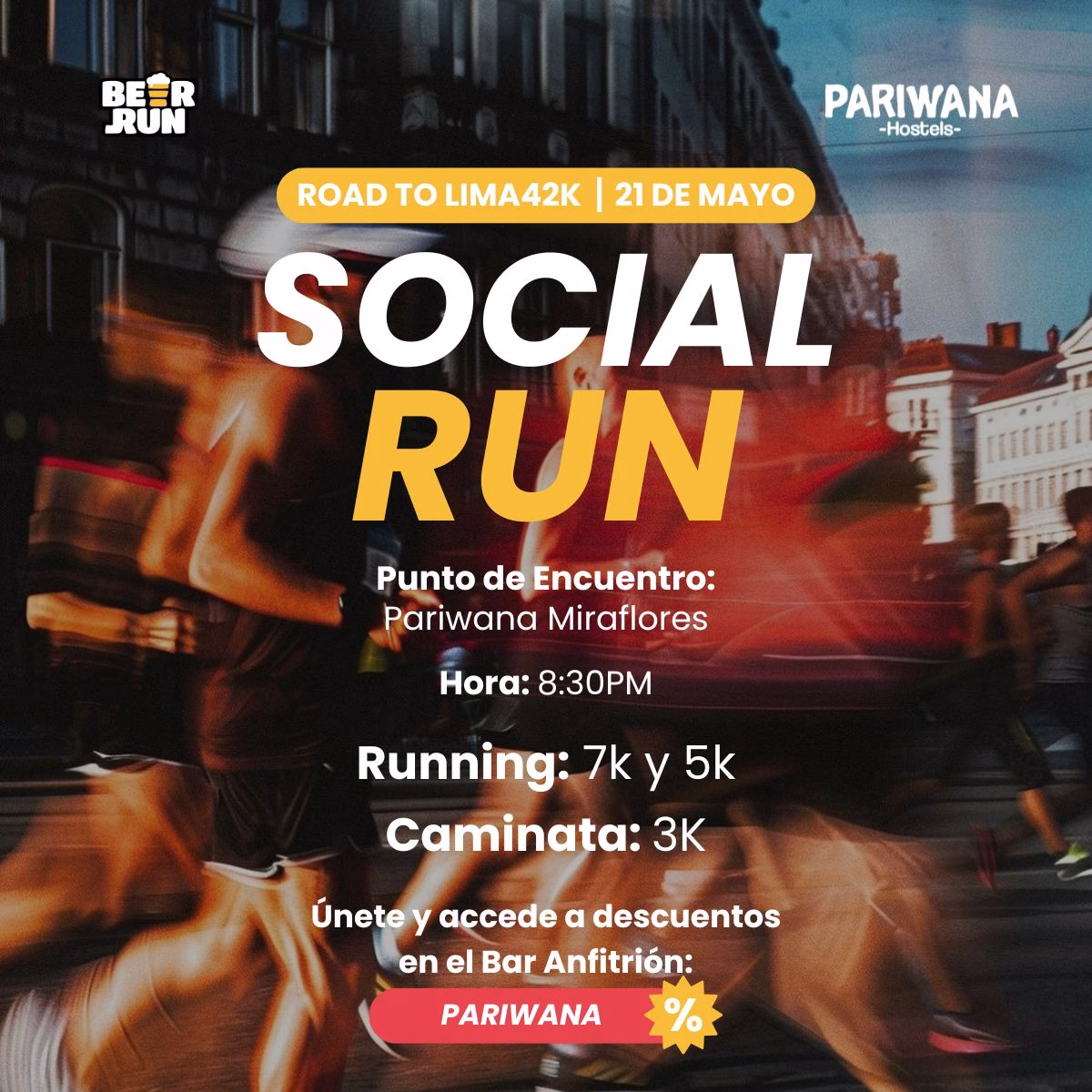 Beer Run Night Road to Lima42k host Pariwana